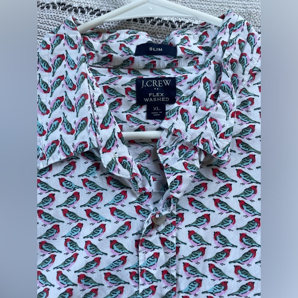 J Crew bird shirt.